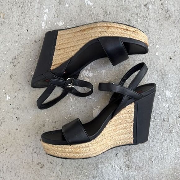 Prada Black Wedge Sandals - Picture 3 of 7